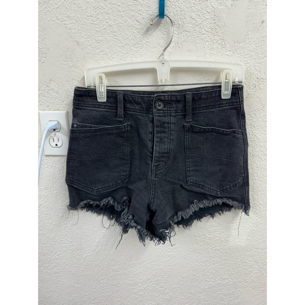 Free People High Waisted Button Fly Mom Cutoff Shorts Black 28